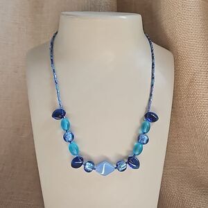 Blue Glass Beaded Necklace
